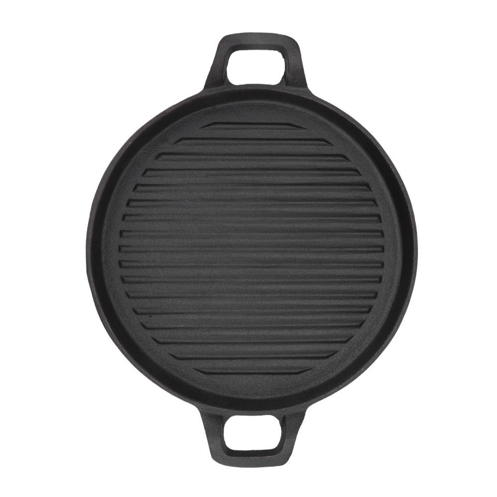 Ribbed Surface Grill Pan Round Flat Bottom Barbecue Pan Thickened Stovetop Griddle  Barbecue Steak