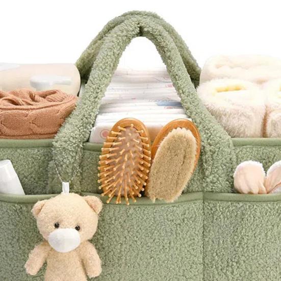 Baby bleie Caddy med håndtak Flere rom Stor kapasitet bærbar baby bleie Caddy Organizer Oppbevaringspose