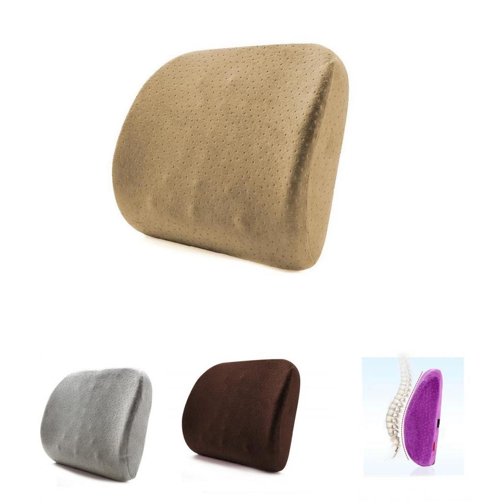 Memory Foam Lumbar Support Pillow With Plush Cover For Office Chair And Bed
