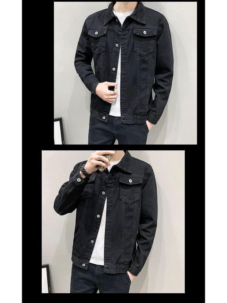 2025 Spring Men's Slim Fit Korean Style Denim Jacket, Plus Size Fashion Casual Cardigan Coat