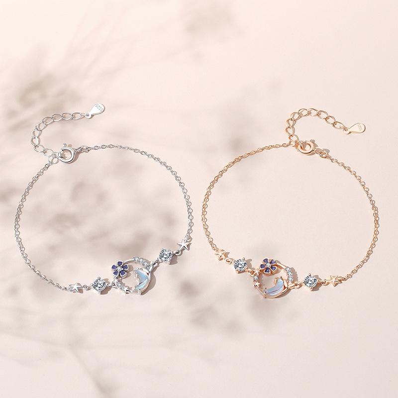 Tancise 925 Sterling Silber Armband Schmuck Geometrische Perlenkette Gliederarmbänder Mode Feines Hochzeitsgeschenk für Freundin Frauen