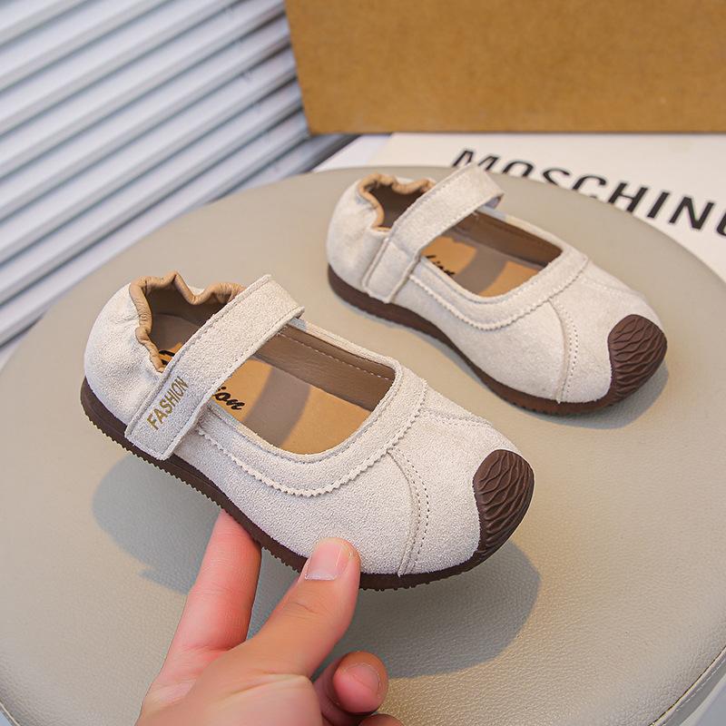 Girls frosted leather small leather shoes 2025 spring and autumn baby girl elastic pleated heel princess shoes little girl shallow mouth single shoes