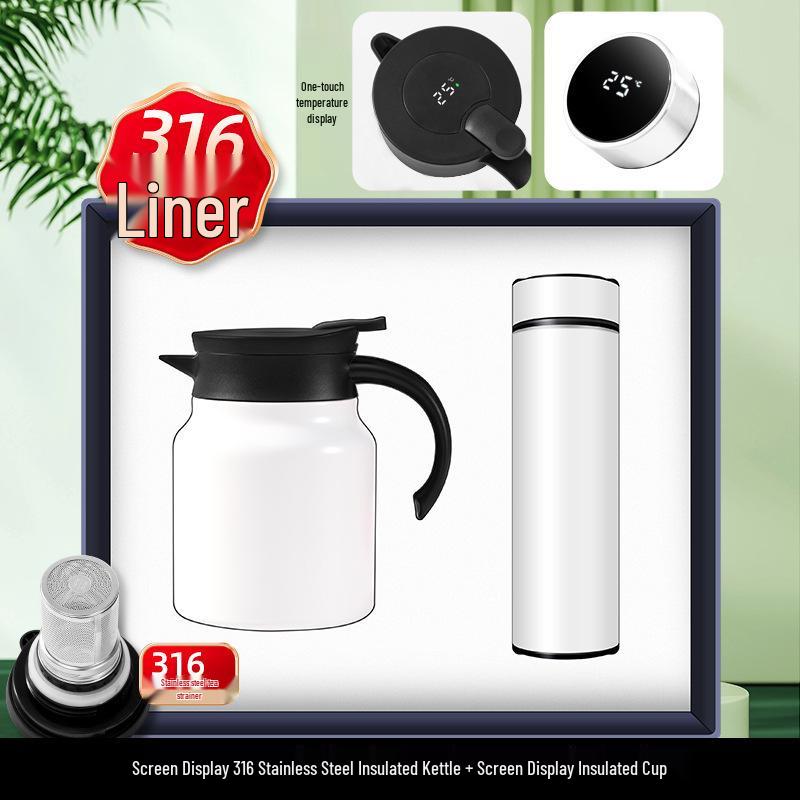 Cervical Massager & Digital Display Kettle Gift Set with Custom Logo – Perfect Client Souvenir