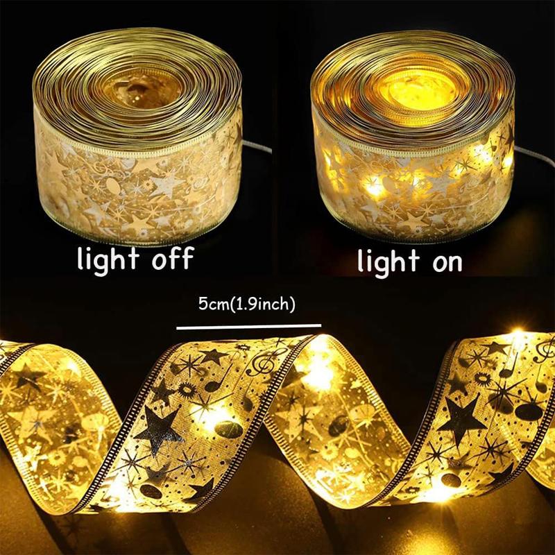 Weihnachtsband Lichter Baumschmuck Leuchten Lichterketten Batteriebetrieben Band für Weihnachtsdekoration Hochzeiten Neujahrsdeko