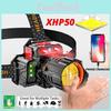 Xhp50 Led Headlamp Super Bright Waterproof 5 Modes Flashlight Usb Rechargeable Fishing Adventure Camping 18650 Headlight