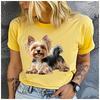 Polyester 100% Cute Yorkshire Terrier Puppy Graphic Women T-Shirt Yorkie Dog Pet Lover Print Short Sleeve Casual Summer Tee
