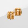 Creative Personality Striped Three Layers Arch CC Ear Hoops Huggie Earring for Women Statement Texture Zircon Studs Chic Jewelry