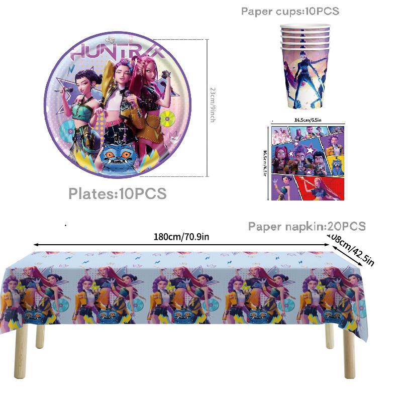 D-Demon H-Hunters Disposable Party Cutlery Set Flag Pulling Outdoor Picnic Supplies Birthday Party Decor Korean Kpop Anime Party