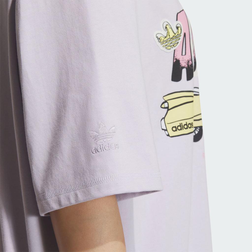 Adidas Originals Printed Loose Fit Round Neck Short Sleeve Drop Shoulder T-Shirt Women T-Shirts Light-Purple IW6298