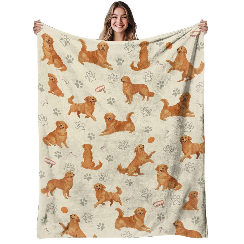 Golden Retriever Blanket Soft Lightweight Flannel Fleece Throw Blanket for Couch Bed Sofa Travel Gift for Women Girls Pet Lovers