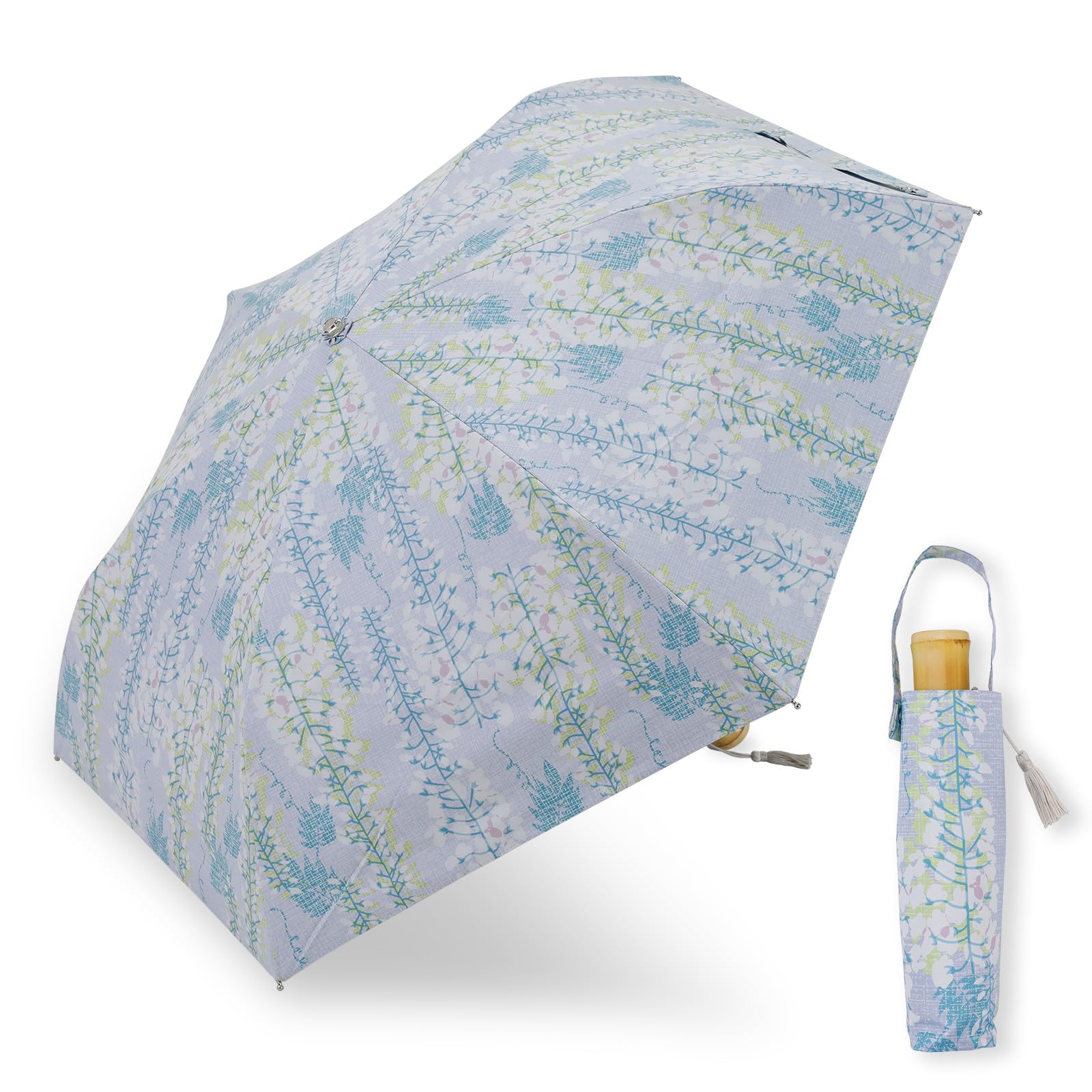 

Ogawa Folding Parasol with Japanese Wisteria Suitable for Sun and UV Heat and Water by Kabajirushi Perfect for Kimono and Summer Festival Product