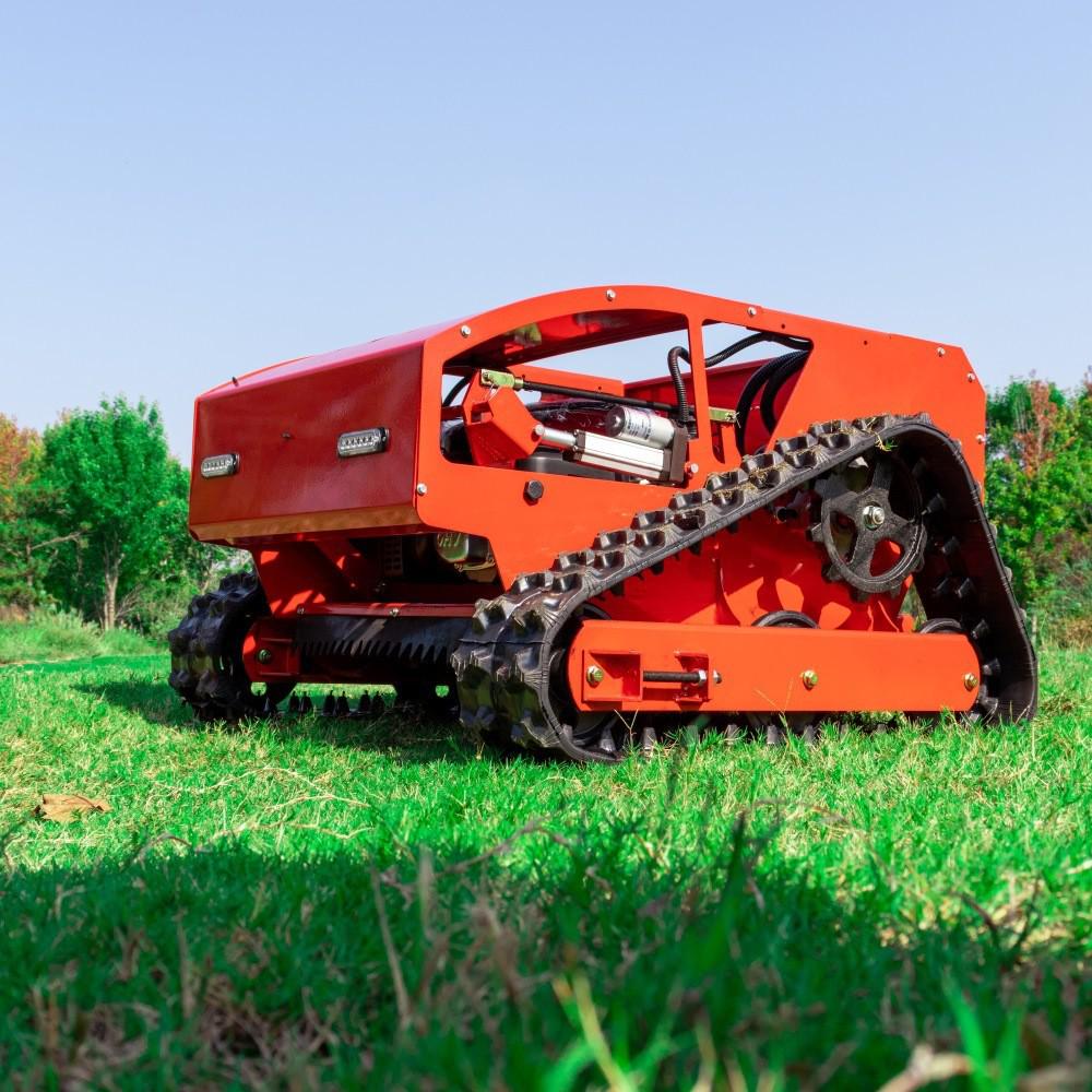 Hybrid Remote Control Lawn Mower HT550: Oil-Electric Self-Propelled Grass Shredder and Orchard Weeder