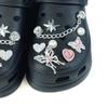 16PCS Shoe Charms Set Silver Butterfly Pink Diamond Heart-shaped Chain Shoe Decora Buckle for Sandals Clogs DIY Accessories Gift