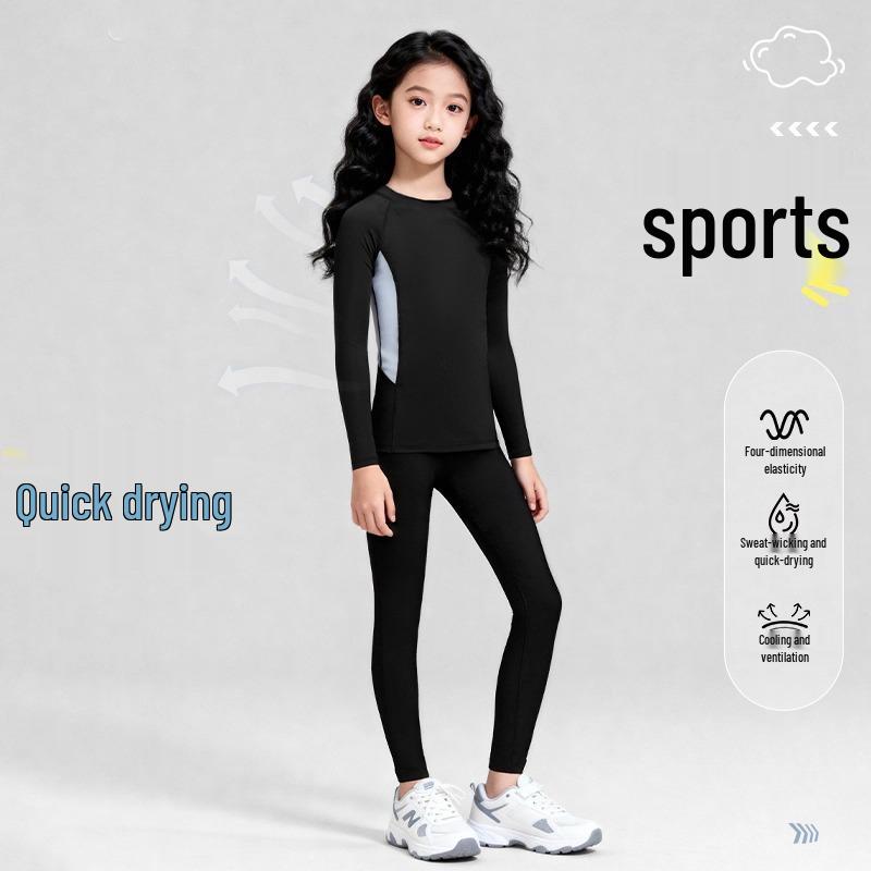 Dětský lyžařský oblek HuiLi: Dámské podvlékací triko na podzim a zimu, teplé, s rychleschnoucím povrchem a sametovou podšívkou.