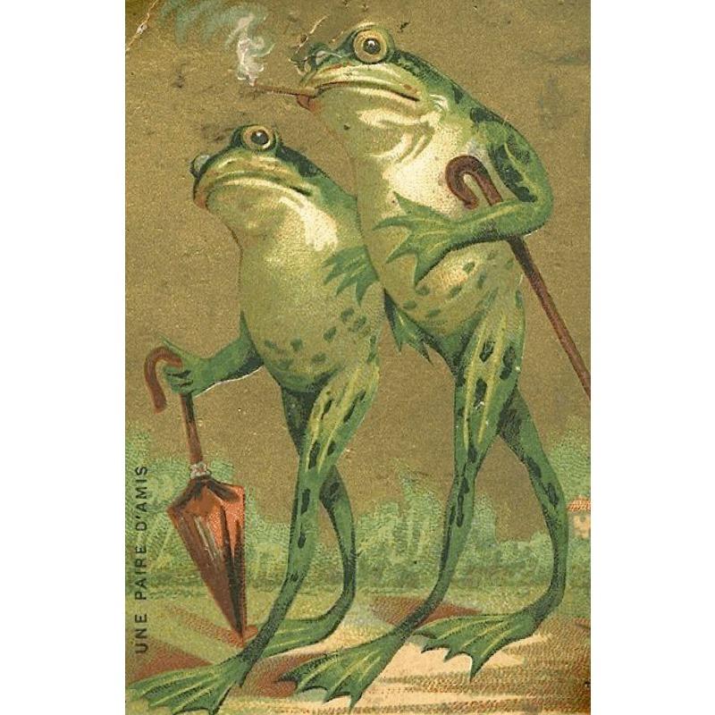 Japanese Vintage Colorful Funny Frog Playing Banjo Singing Frog Chorus Poster Canvas Painting Wall Art Living Room Home Decor