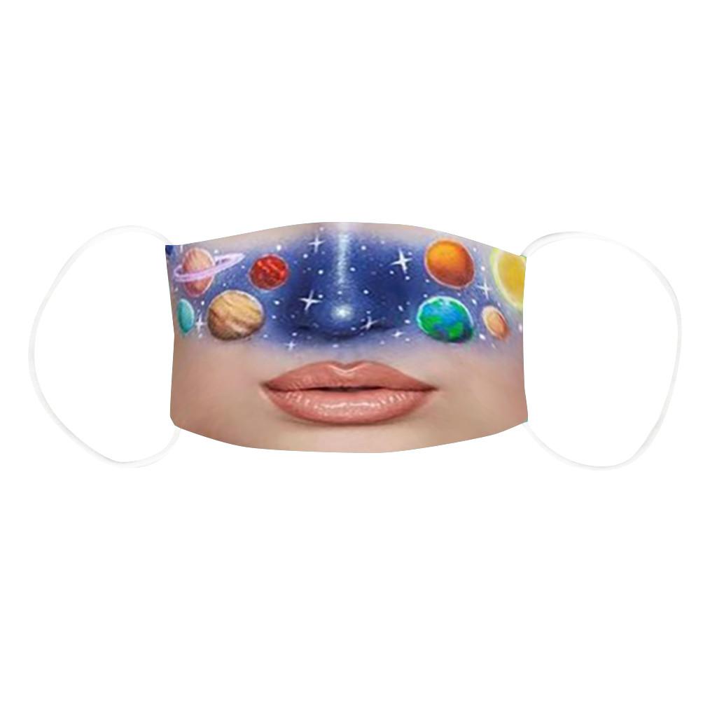 Reusable Dust Mask with Exaggerated Makeup Print for Women Washable Face Covering Adjustable Ear Loops Comfortable Fit