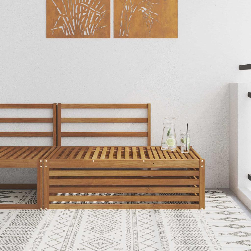Outdoor End Sofa Natural 115 X 83 X 73 Cm Solid Acacia Wood