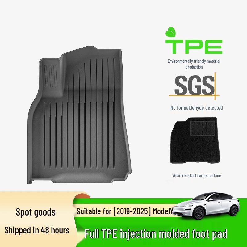 Eco-Friendly TPE Car Floor Mats for 2019-2025 Tesla Model Y, Left/Right Drive.