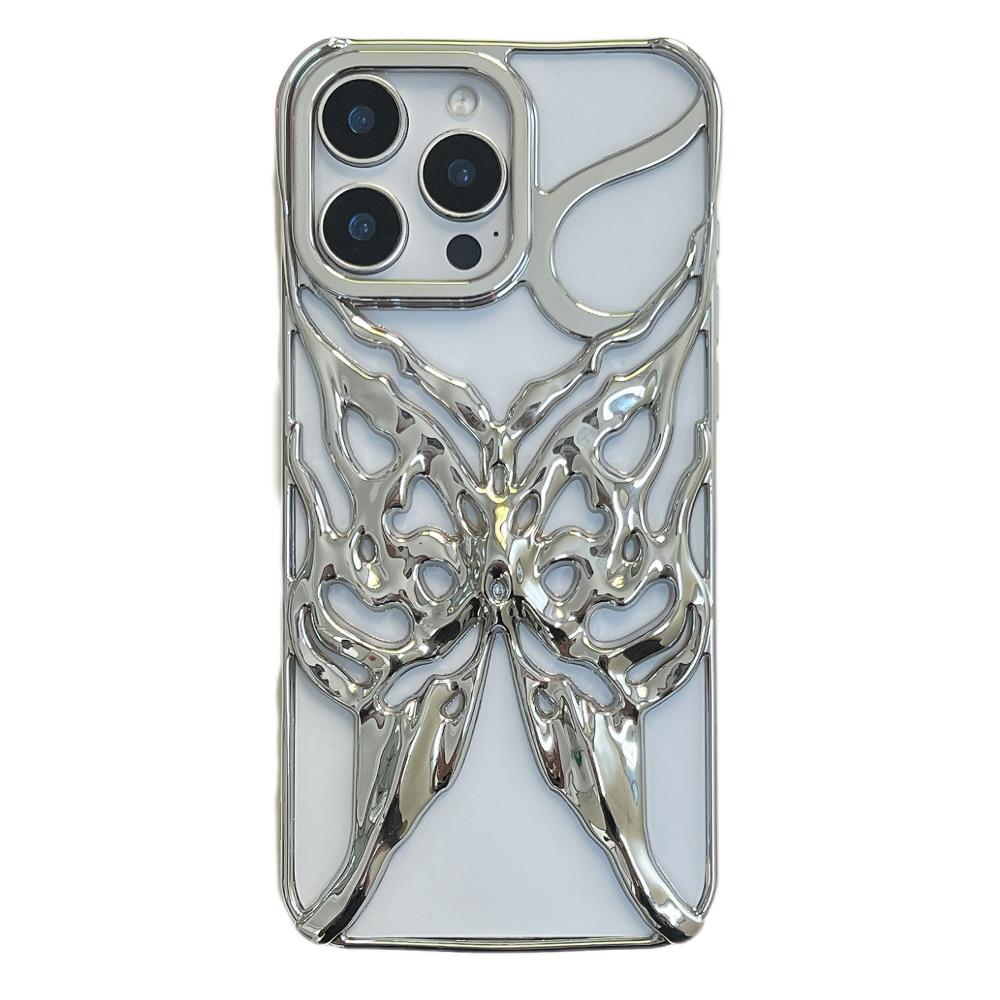 For iPhone 16 Pro Max Case Electroplated Hollow Butterfly Pattern Creative Design TPU Phone Cover