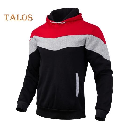Herren Kapuzenpullover Herbst Winter Colorblock Kordelzug Dicker Plüsch Lange Ärmel Große Tasche Mit Kapuze Retro Dünn Locker Alltagskleidung Lässiges Sporttop