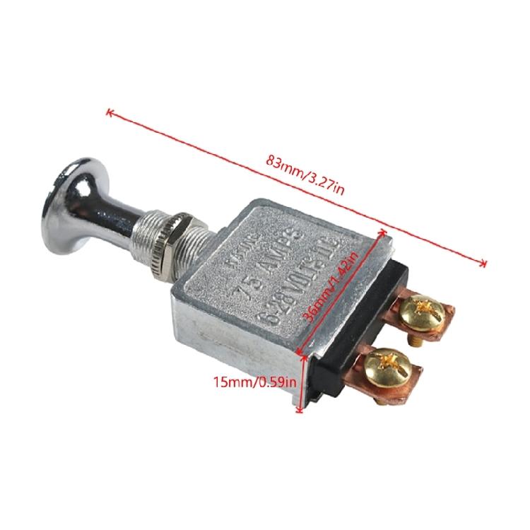 75Amp Universals Push/Pull Switch DC6V-28V Heavy Duty Push-Pull/On-Offs Toggle Switch with 2 Position 2 Terminals