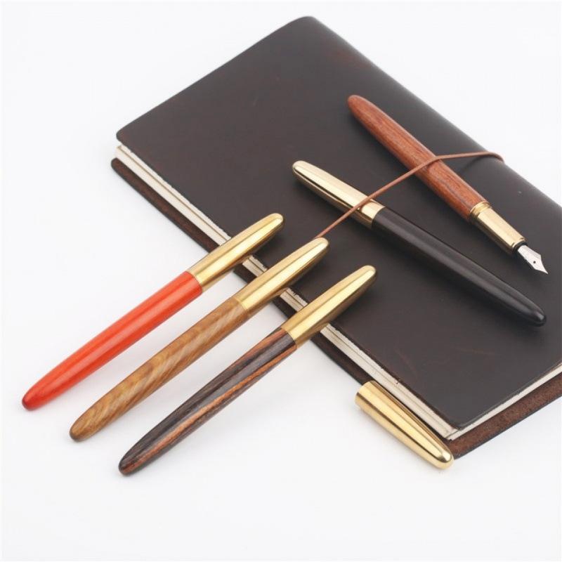 Sandalwood Pen Retro Mahogany Signature Pen High-End Business Calligraphy Pen Curved Tip Lettering Nail System Student