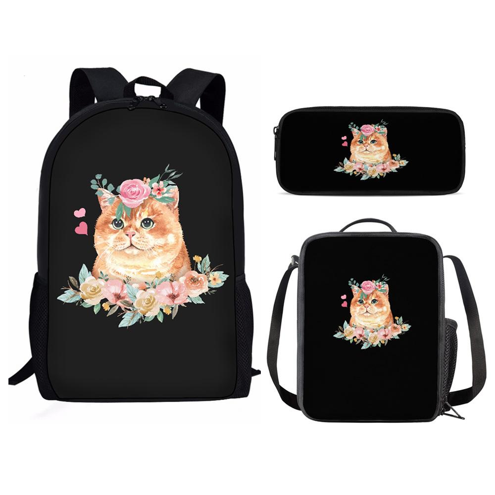 Classico Novità Fresco Animale Tigre Fiore Stampa 3D 3pz/Set alunno Zaini Scolastici Zaino Daypack per Laptop Zaino Borsa Pranzo Astuccio