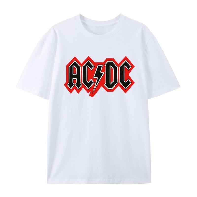 2025 ACDC Rock American Street Hip-hop Punk Vintage Bumbac Imprimat Mânecă Scurtă Tricou Negru Tricou Calitate Înaltă