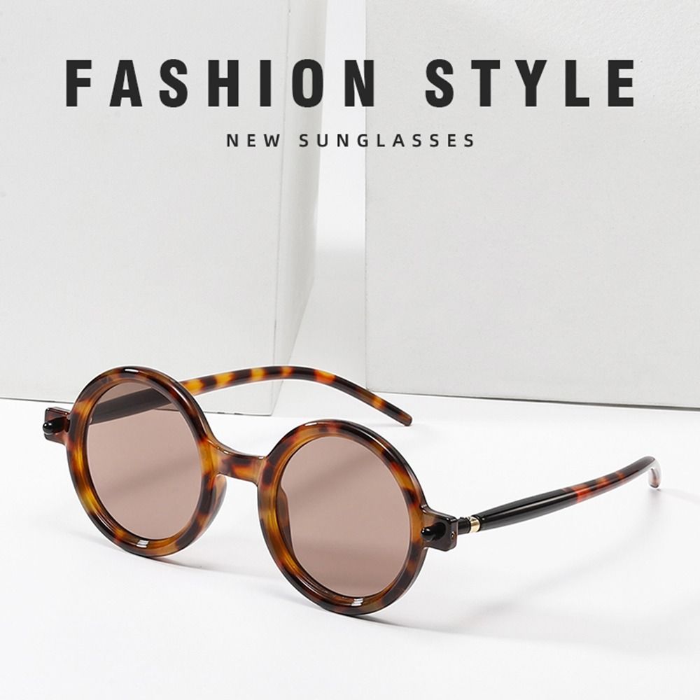 Fashion Retro Round Frame Sunglasses Trendy Versatile Street Wear Shades Literary Women'S Punk Sunglasses