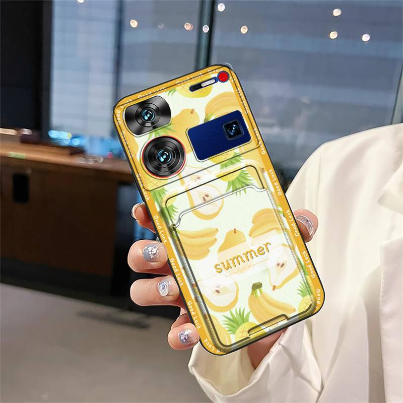 protective Back Cover Phone Case For ZTE Nubia Z60 Ultra TPU Cute Silicone Durable Card slot Soft case Card bag Graffiti