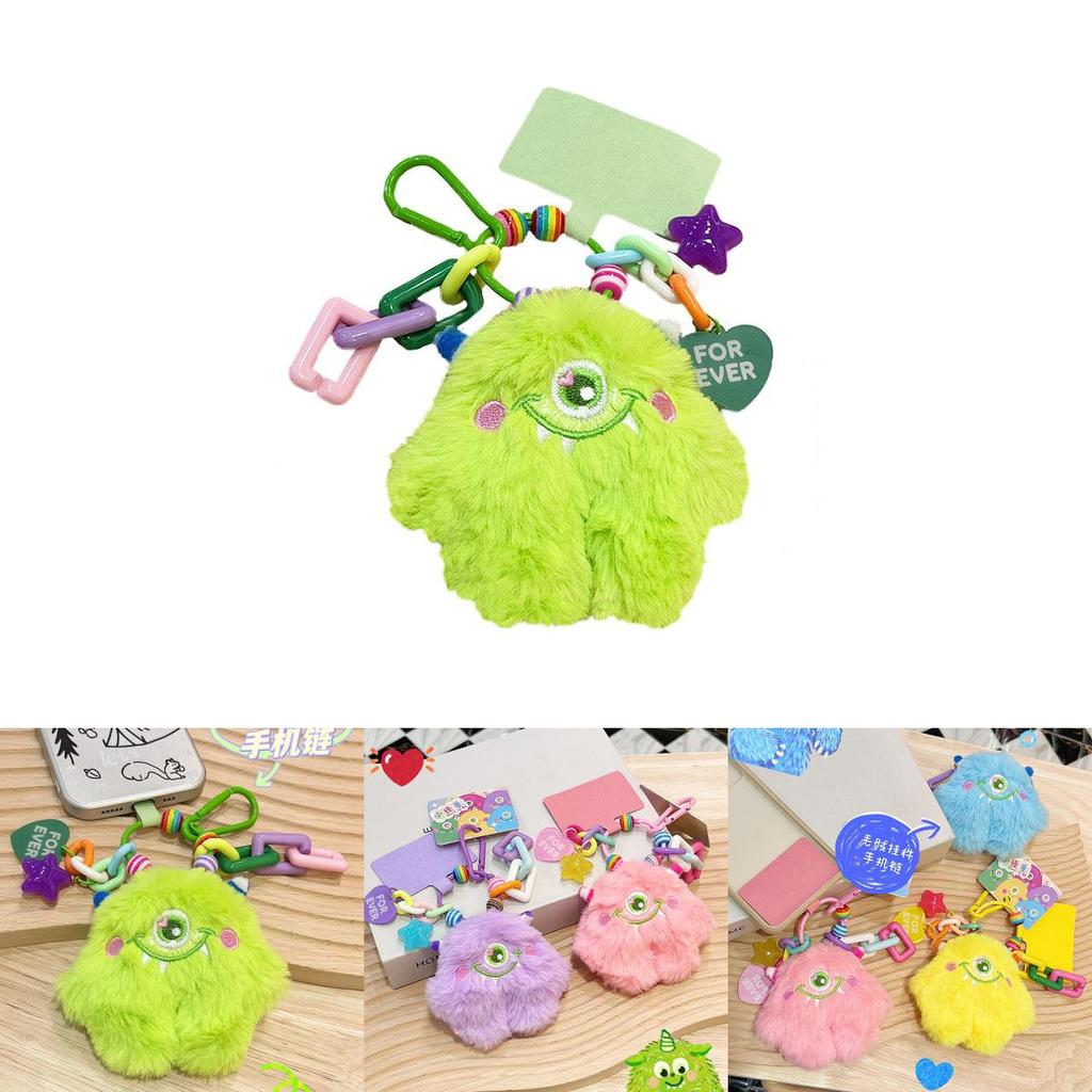 Cute Plush Monster Keychain With Car Keyring And Phone Link For Gift And Accessories