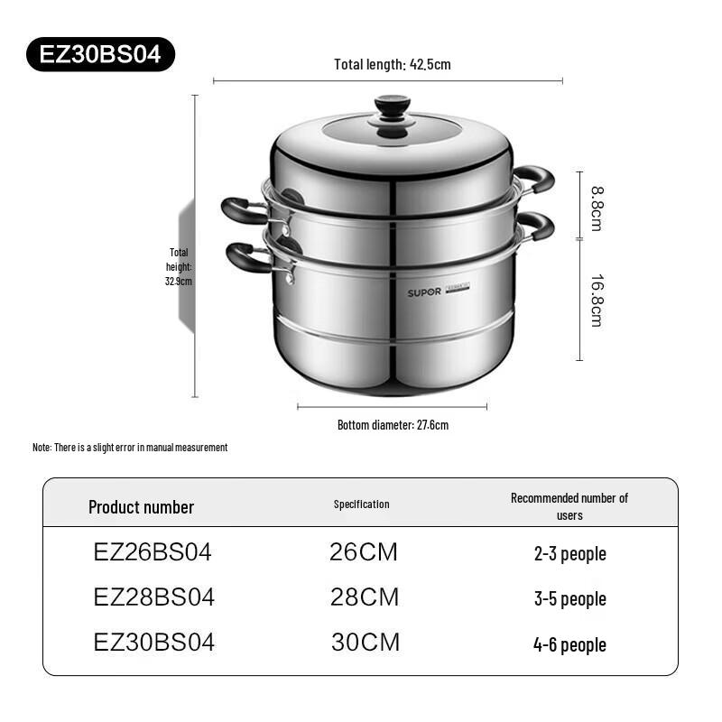 Supor 30cm 304 Stainless Steel Double Layer Steamer