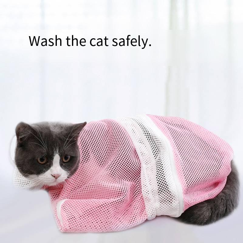 Mesh Cat Groom Bath Bag Adjustable Dogs Anti Scratch Bite Kat Nail Trim Inject Examing Pet Washing Clean Restraint Massage Bags