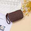 Girls Women Straw Mini Wallet Zipper Coin Purse Durable Card Holder for Travel Daily