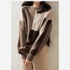 Temperamental Twist Color-blocking Round Neck Slim Sweater for Women In Autumn and Winter New Fashion Casual Pullover Long-sleeved Knitted Sweater