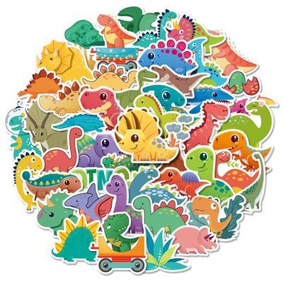 50 Dinosaur Stickers, Graffiti Personality Cartoon Cute Tyrannosaurus Rex Series Creative Q Version Small Dinosaur Tram Stickers