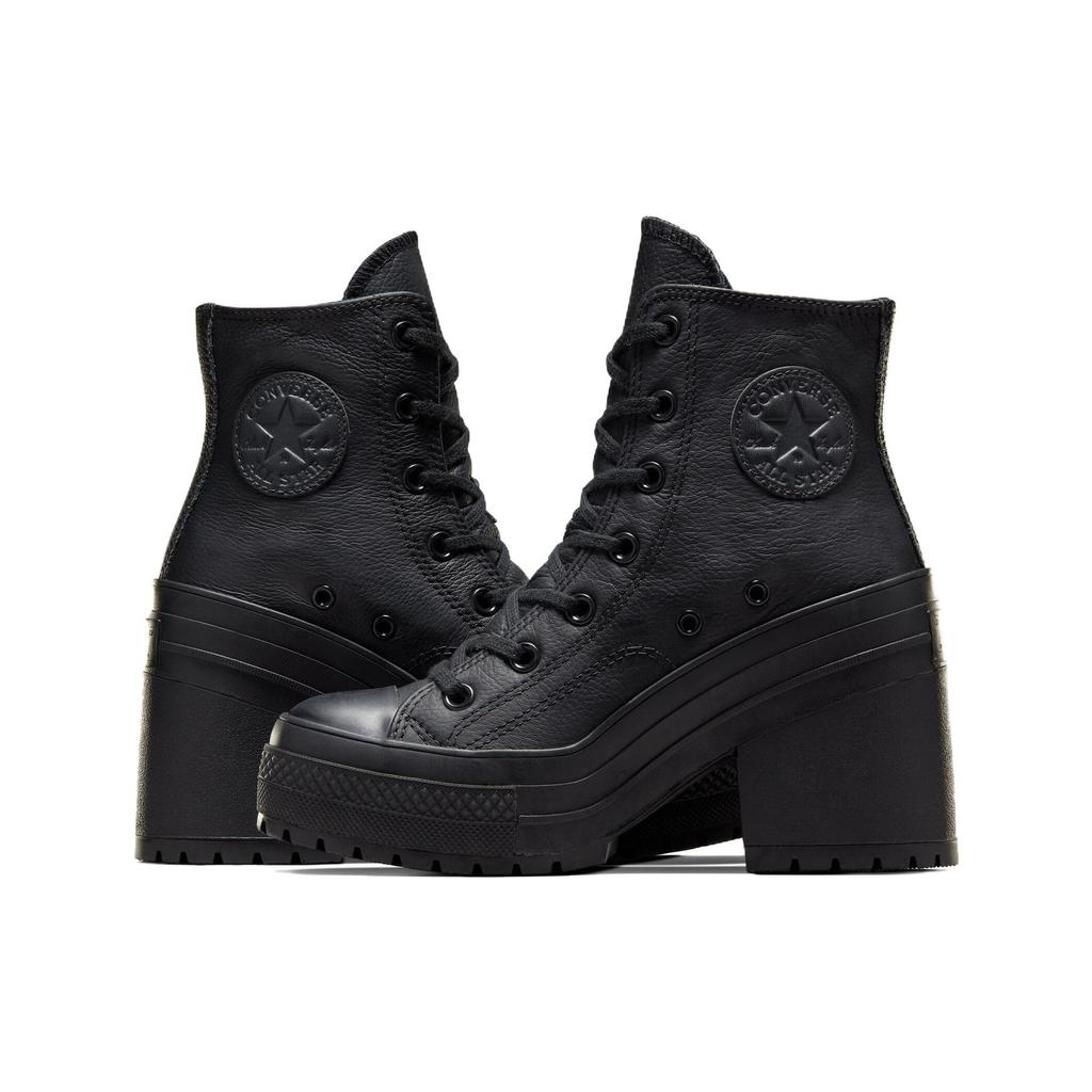Converse  Chuck 70 De Luxe Heel Leather High Black Women Sneakers White A06145C