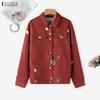 ZANZEA Women Casual Turn Down Collar Long Sleeve Print Blouse