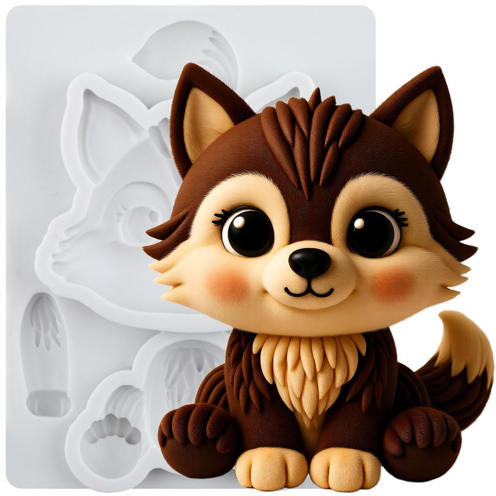 Wolf Silicone Mold Woodland Animal Fondant Molds Cake Decorating Tools Cupcake Topper Candy Resin Clay Chocolate Gumpaste Mold