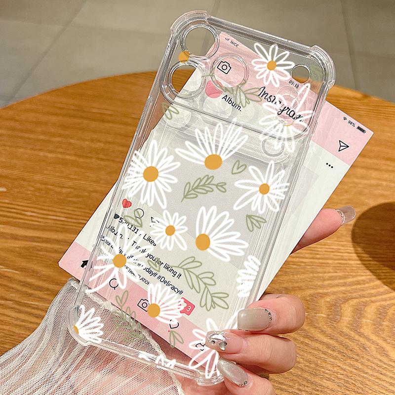 Little Flower Pattern Phone Case For iPhone 17 Air 16 15 14 13 16 Pro Max 17 Pro 16e Shockproof Clear TPU Soft Cover