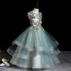 Summer Girls' Floral Mesh Sleeveless Long Performance Costume Princess Dress Sweet Puffy Dress