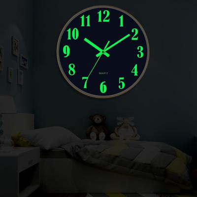 12 Inch 30cm Luminous Plastic Silent Wall Clock Creative Bedroom Living Room Simple Luminous Quartz Clock