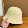 High-grade Wool Bucket Hat Women's Autumn and Winter Face Small Solid Color Bucket Hat Simple Velvet Thickened Thermal Basin Hat