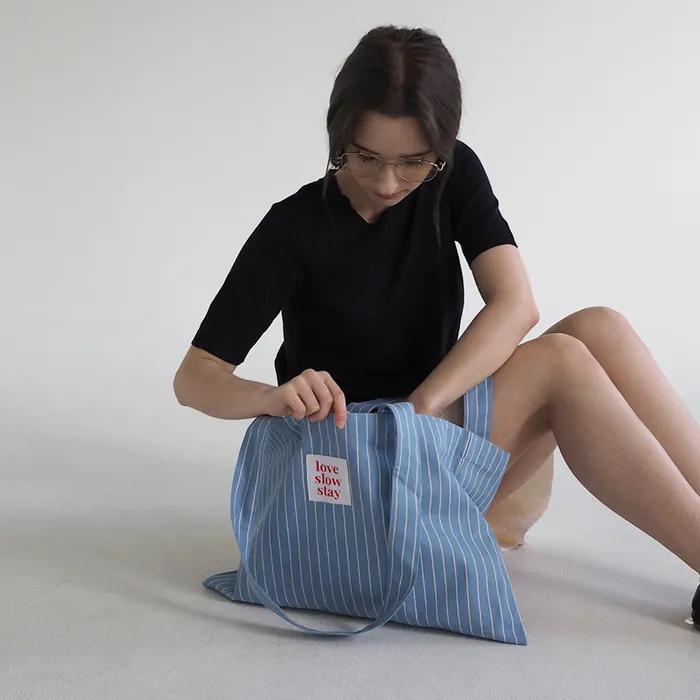 Stripe Eco Bag_sky