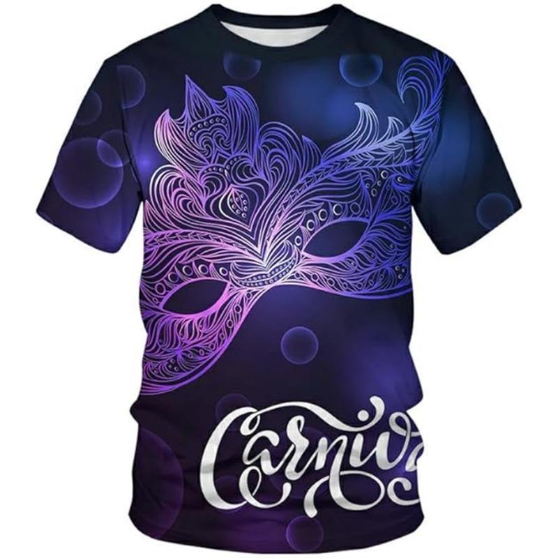 Mardi Gras T Shirt 3d Print Swallowtail Graphic T-shirts Men New Fashion Tee Clothes Holiday Party Cosplay Summer Y2k Clothing