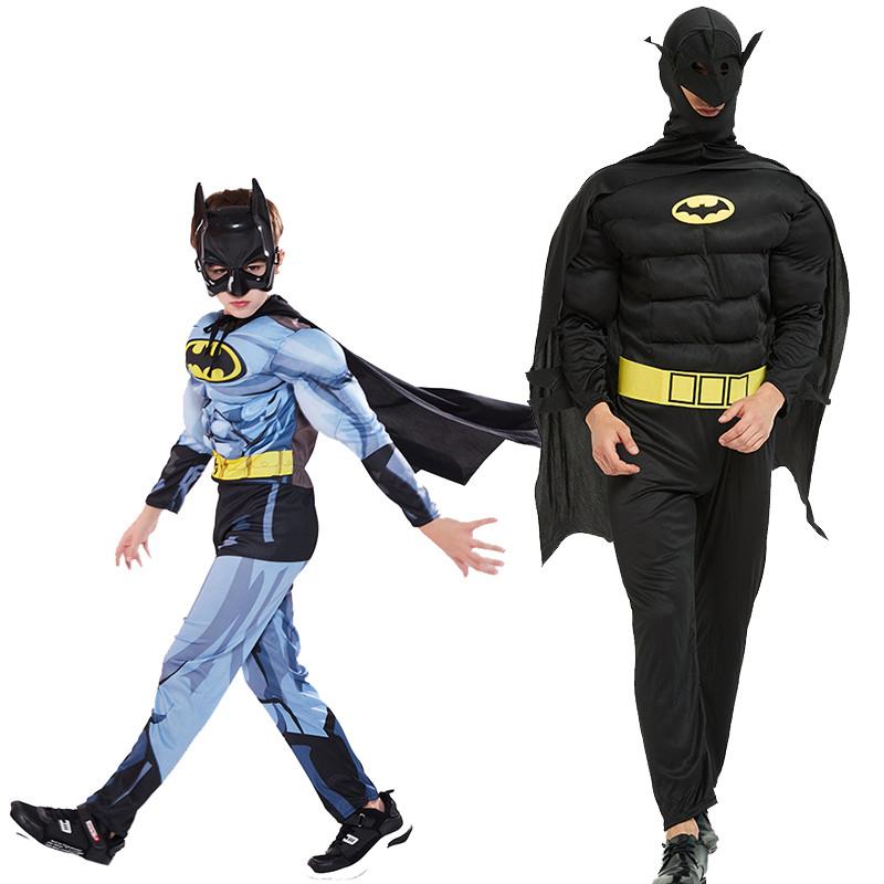 Stylowy kostium mięśniowy Batmana Idealny na wydarzenia cosplayowe Wykonany z oddychającej tkaniny i z perfekcyjnymi szwami