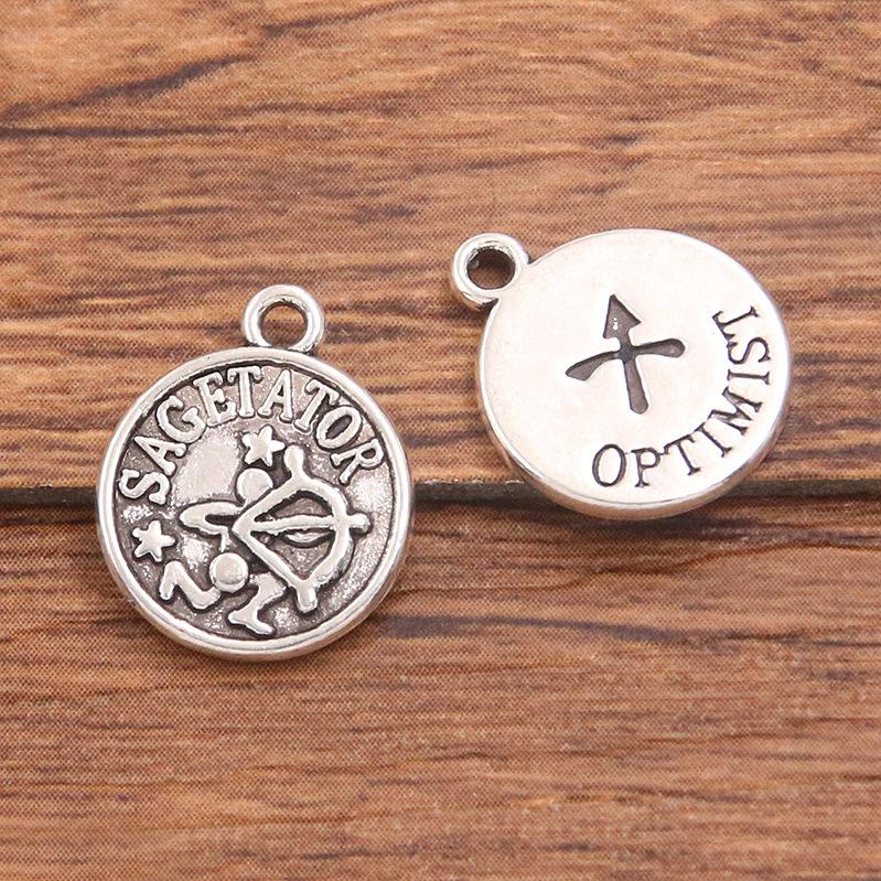 10 or 12pcs 12X15mm DIY retro alloy jewelry accessories 12 constellation pendant