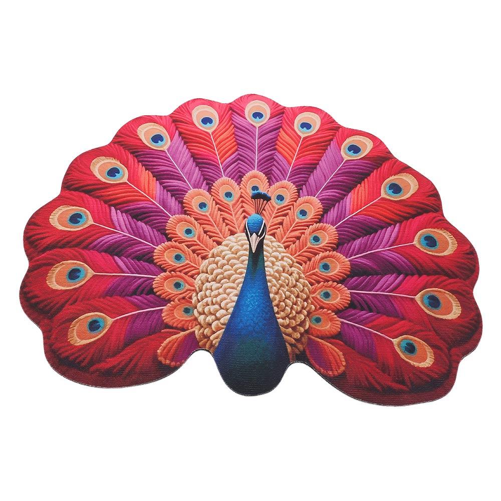 Special-shaped Peacock Mat Non-slip Bathroom Floor Mat for Living Room Tea Table Bedside