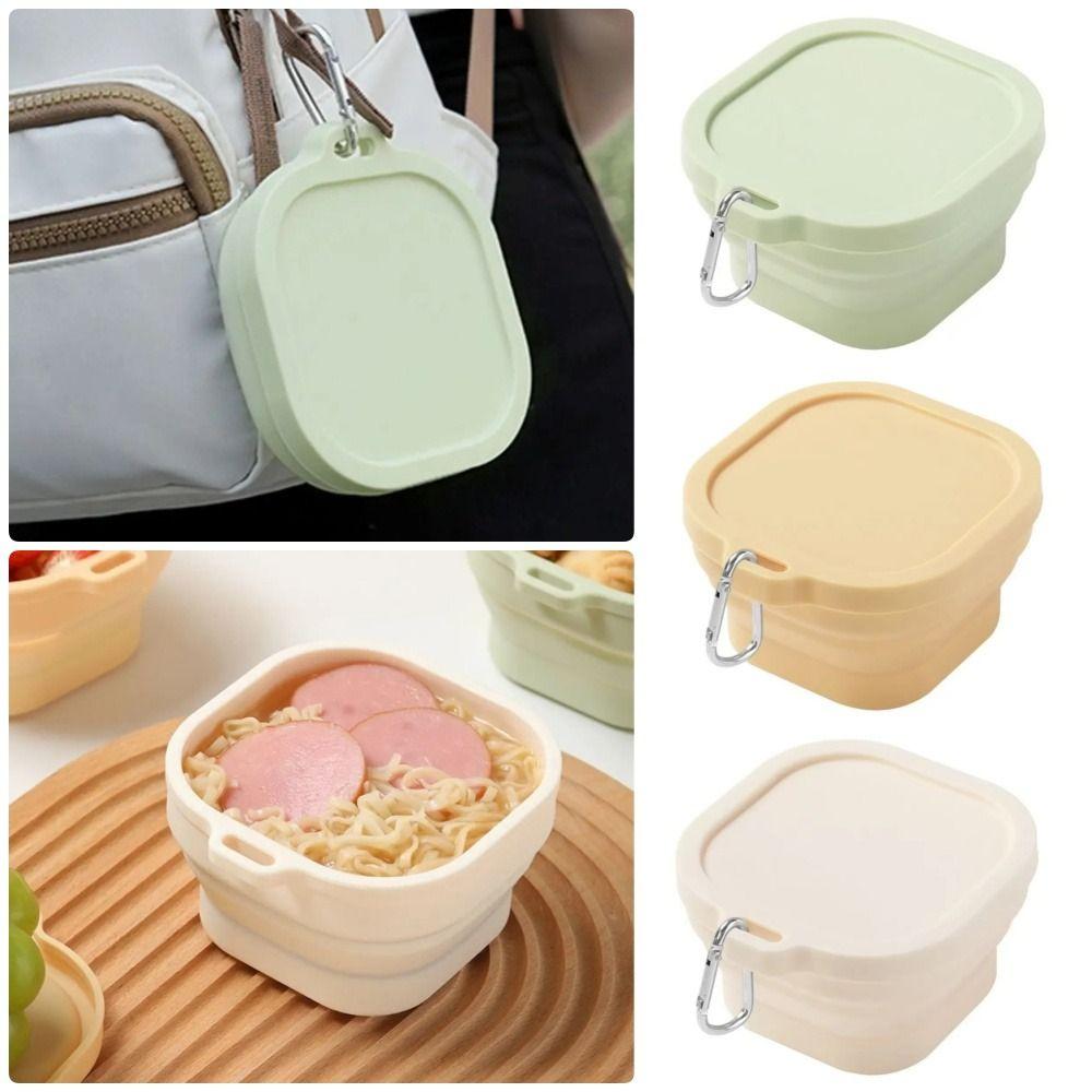 1Pcs Durable Square Folding Silicone Bowl Small Non-Slip Camping Bowls with Hook Portable Food Containers Box For Travel