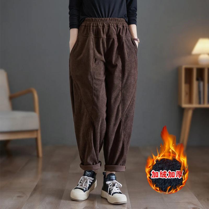 Spring and Autumn Winter Pants Haren Pants Loose and Plush Thick Pants Women's Plus Size